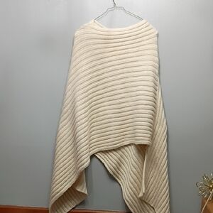 Zara Cream Ribbed Poncho SZ Large
